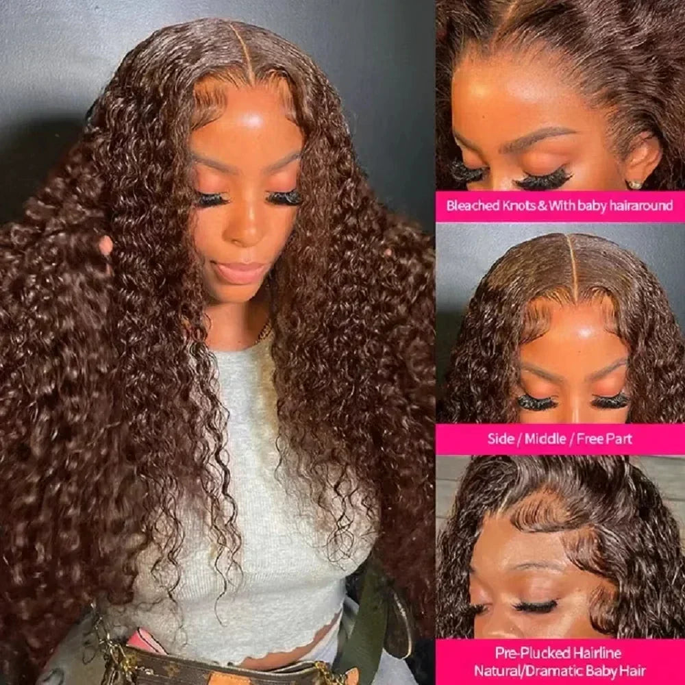 Chocolate Brown Curly Lace Front Wig