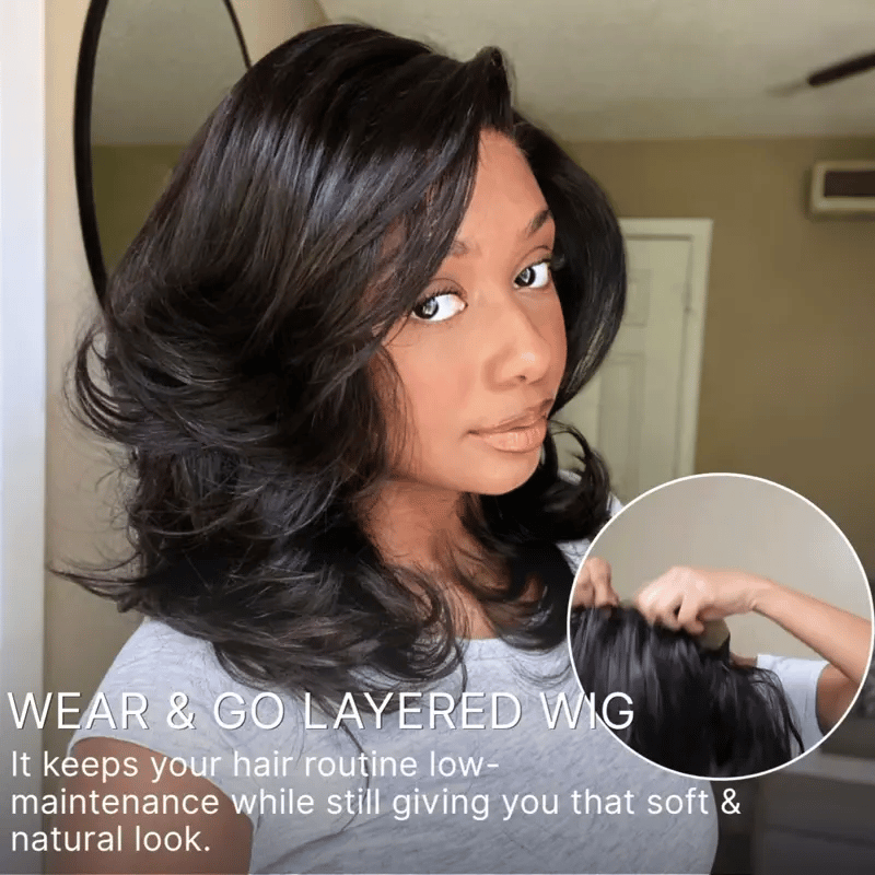 Effortlessly Chic Butterfly Cut Layered Wavy Glueless HD Minimalist Lace Short Wig